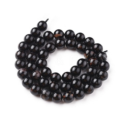 Natural Black Tourmaline Beads Strands G-F666-05-10mm-1