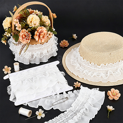 5Yards Polyester Lace Ribbon OCOR-PH0036-70B-1