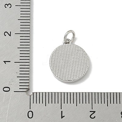 Brass Pave Natural Shell Flat Round with Letter Charms KK-Z115-13P-W-1