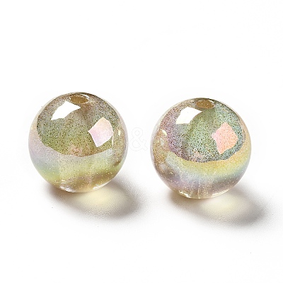 UV Plating Transparent Rainbow Iridescent Acrylic Beads OACR-D010-01C-1