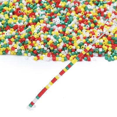 4 Colors Christmas 11/0 Grade A Baking Paint Glass Seed Beads SEED-X0058-12-1