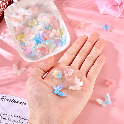 40Pcs 8 Styles Opaque & Transparent Cellulose Acetate Beads RESI-TA0003-51-1