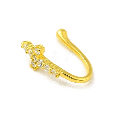 Clear Cubic Zirconia Cross Clip on Nose Rings AJEW-F059-11G-1