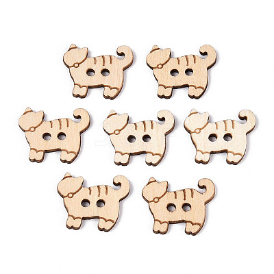Cat Shape Wood Buttons BUTT-T013-13B-1