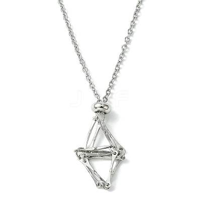 Crystal Cage Holder Necklace NJEW-JN04602-01-1