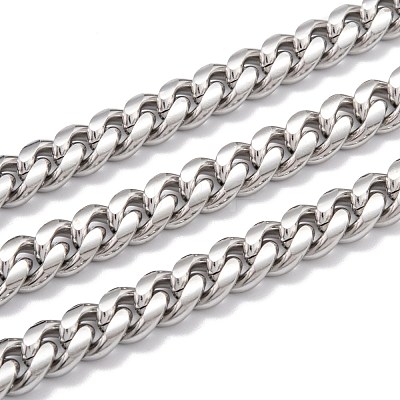 Tarnish Resistant 304 Stainless Steel Cuban Link Chain STAS-B019-02B-P-1
