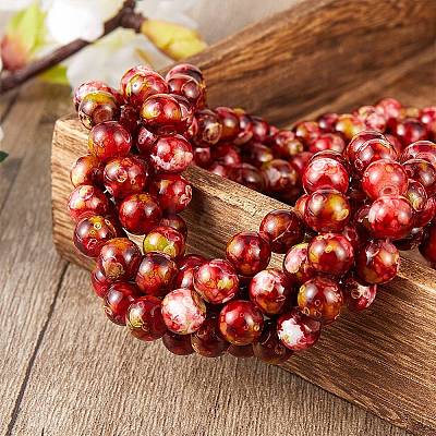 2 Strands 2 Colors Natural Imitation South Red Agate & Rainforest Agate Beads Strands G-SZ0001-46-1