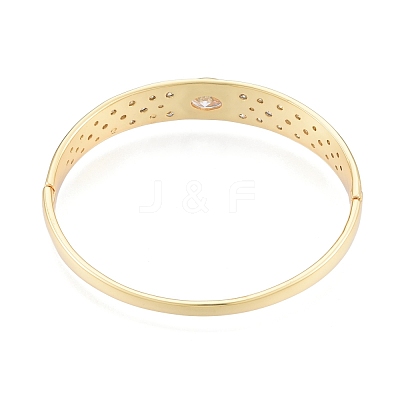 Cubic Zirconia Oval Hinged Bangle BJEW-G651-10G-04-1