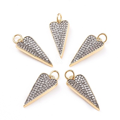 Brass Micro Pave Clear Cubic Zirconia Pendants X-ZIRC-I043-05G-1