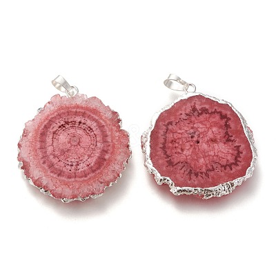 Dyed Natural Druzy Solar Quartz Crystal Pendants G-F693-01H-S-1