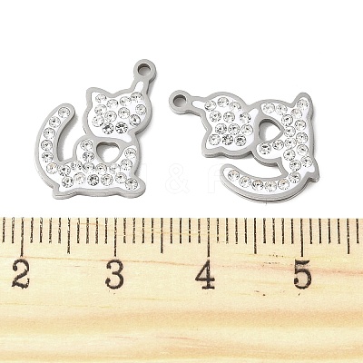 201 Stainless Steel Rhinestone Pendants STAS-V005-05P-01-1