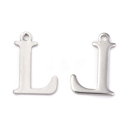304 Stainless Steel Alphabet Charms STAS-H122-L-P-1