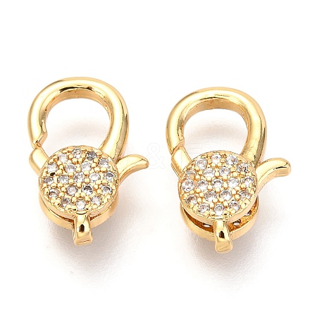 Brass Micro Pave Cubic Zirconia Lobster Claw Clasps X-ZIRC-O038-23G-1