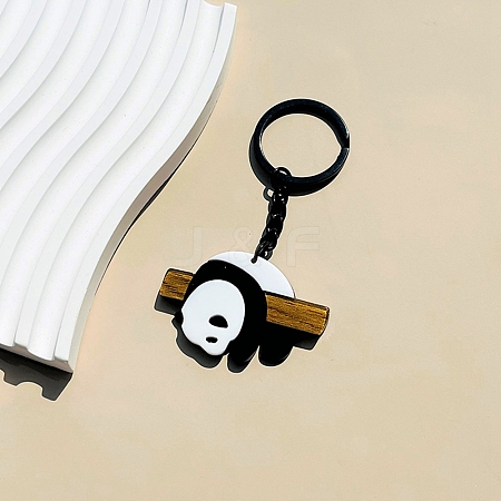 Cute Bamboo Panda Acrylic Pendant Keychain KEYC-C002-01-1