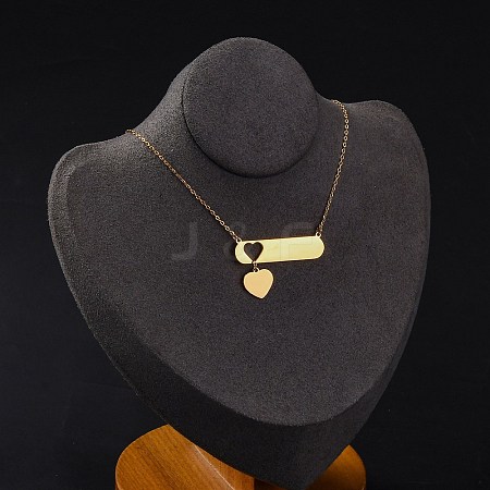 Ion Plating(IP) 304 Stainless Steel Heart Pendant Cable Chain Necklaces for Women NJEW-P320-01A-G-1