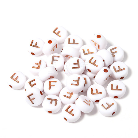 100Pcs Plating Opaque White Acrylic Beads FIND-PW0024-36D-1