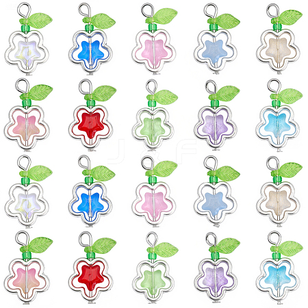 50Pcs Glass Flower Pendants FIND-SC0020-56-1