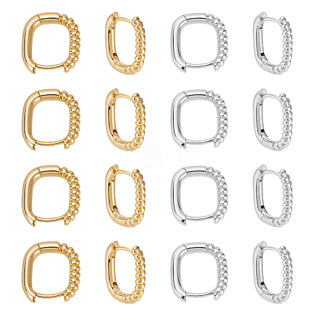 16Pcs 2 Colors Half Spiral Rectangle Brass Hoop Earrings for Women EJEW-UN0003-26-1