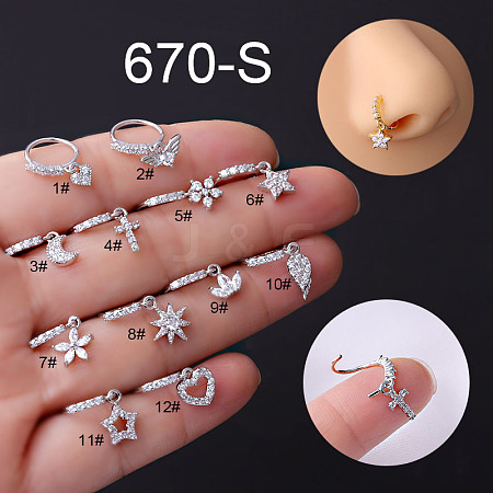 316L Surgical Stainless Steel Micro Pave Clear Cubic Zirconia Nose Rings WG1DB5B-02-1