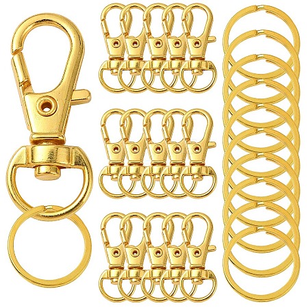 DIY Alloy Swivel Lobster Claw Clasps & Iron Split Key Rings Keychain Finding Kits DIY-YW0010-44G-1