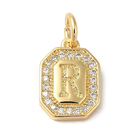 Real 18K Gold Plated Brass Micro Pave Clear Cubic Zirconia Pendants KK-L216-002G-R-1