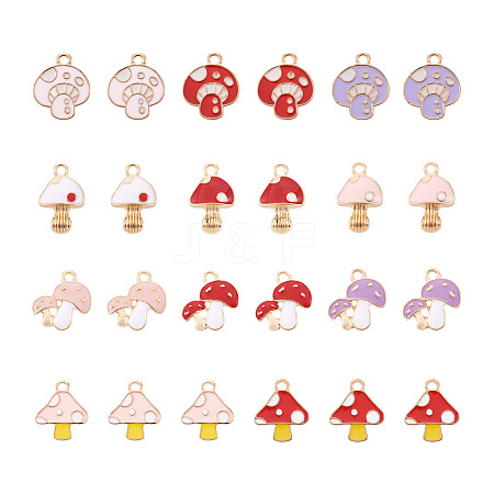 Cheriswelry 44Pcs 11 Style Light Gold Alloy Enamel Pendants ENAM-CW0001-14-1