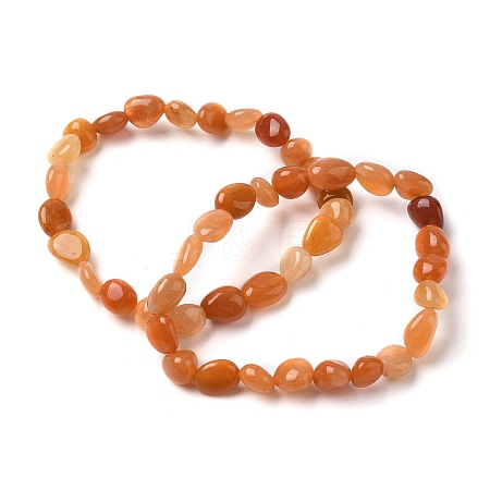 Natural Red Aventurine Beads Stretch Bracelets for Men Women BJEW-I320-01A-1