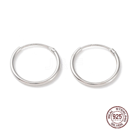 Rhodium Plated 925 Sterling Silver Huggie Hoop Earrings EJEW-K258-02B-P-1