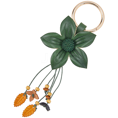 Leather and Alloy Keychain HJEW-WH20022-04A-02-1