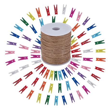 100Pcs Natural Wooden Craft Pegs Clips AJEW-SP0003-48A-1