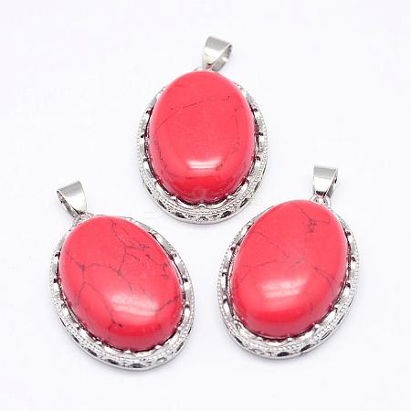 Synthetic Red Turquoise Pendants G-D851-16-1