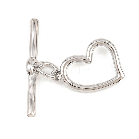 Heart Brass Toggle Clasps KK-G548-43P-01-1