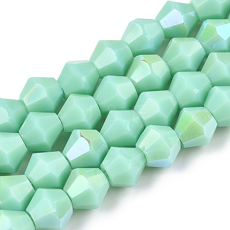 Opaque Solid Color Electroplate Glass Beads Strands EGLA-A039-P6mm-L20-1