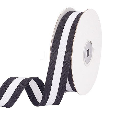 25 Yards Polyester Striped Ribbon OCOR-WH0091-24-1