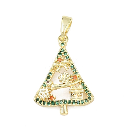 Christmas Brass Micro Pave Cubic Zirconia Pendants LS-KK-H518-03C-G-1