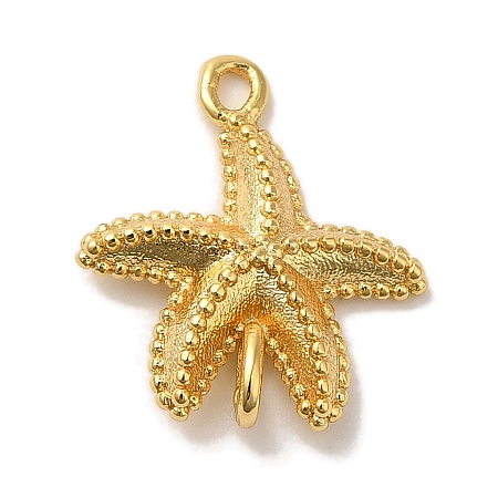 Rack Plating Brass Starfish Connector Charms Links KK-U027-03G-1