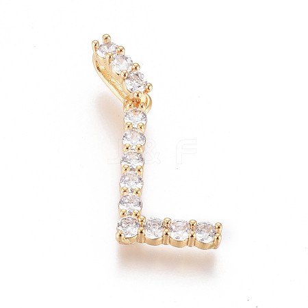 Golden Plated Brass Micro Pave Clear Cubic Zirconia Pendants ZIRC-L093-01L-1
