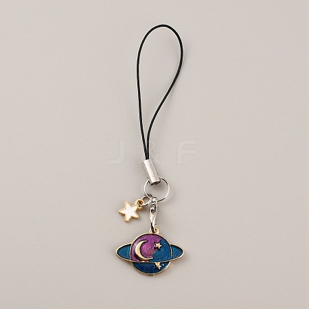 Cute Cartoon Planet Alloy Enamel Mobile Straps Lanyards HJEW-WH0068-07B-1