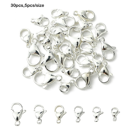 30Pcs 6 Styles 304 Stainless Steel Lobster Claw Clasps FIND-YW0006-20-1