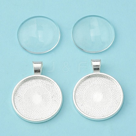 25mm Transparent Clear Domed Glass Cabochon Cover for Alloy Photo Pendant Making TIBEP-X0009-S-RS-1