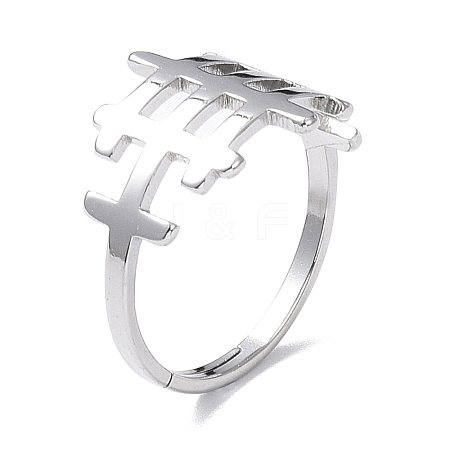 Non-Tarnish 304 Stainless Steel Hollow Out Rectangle Adjustable Ring for Women RJEW-I097-04P-1