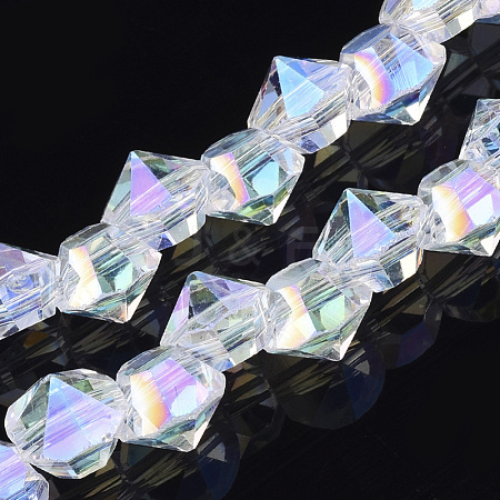 Electroplated Glass Beads Strands X-EGLA-S174-01B-07-1
