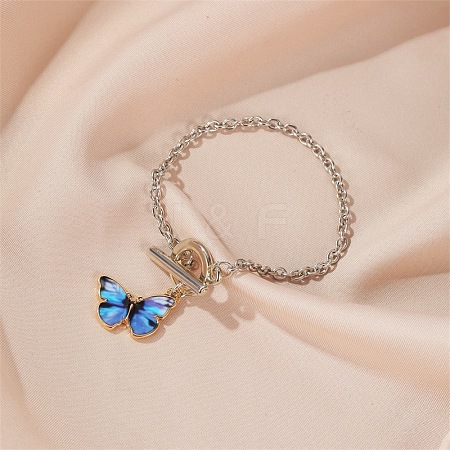 Butterfly Alloy Charm Bracelets WG8E54A-03-1