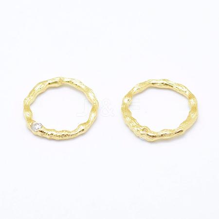 Brass Micro Pave Grade AAA Cubic Zirconia Linking Rings ZIRC-P067-16-NR-1