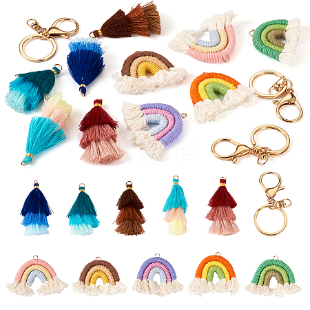 DIY Rainbow Tassel Keychain Making Kit DIY-TA0004-96-1