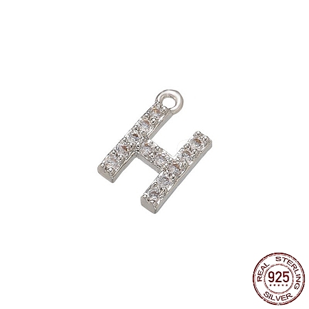 Real Platinum Plated Rhodium Plated 925 Sterling Silver Micro Pave Clear Cubic Zirconia Charms STER-P054-10P-H-1