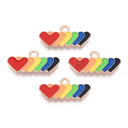 Rainbow Color Pride Alloy Enamel Pendants ENAM-K067-21-1