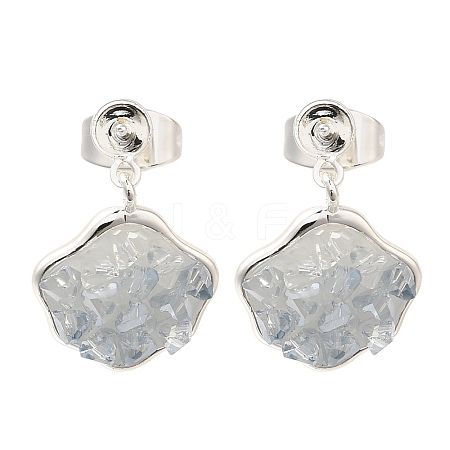 Brass Enamel & Quartz Stud Earring Findings KK-K388-18S-1