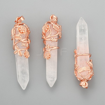 Natural Quartz Crystal Pointed Pendants G-O164-02-RG05-1