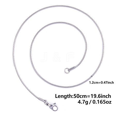 Non-Tarnish 1.2MM Unisex 304 Stainless Steel Snake Chains Necklaces YO4082-6-1